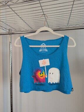 *NWOT* Cropped Bright Blue Hippie Ghost Summer Festival Tank Top